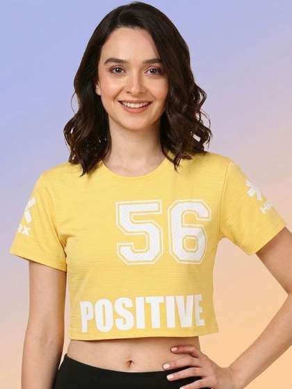 HRX by Hrithik
                        Roshan Typography Printed Round Neck Crop Top