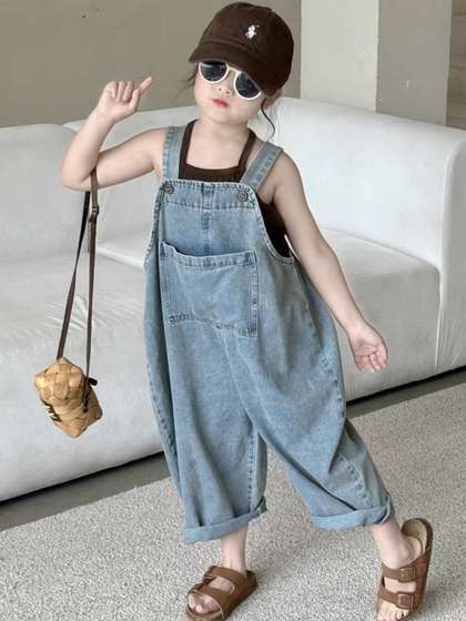 YK Girls Pure Cotton
                    Ankle Length Dungarees