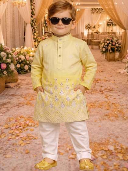 BAESD Boys Ethnic Motifs
                    Embroidered Regular Thread Work Kurta with Pyjamas