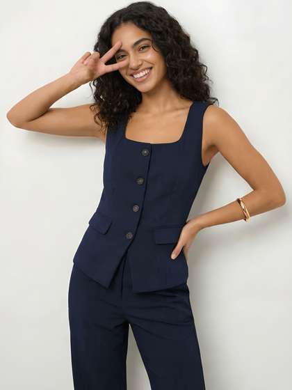 BAESD Scoop Neck
                        Satin Waistcoat