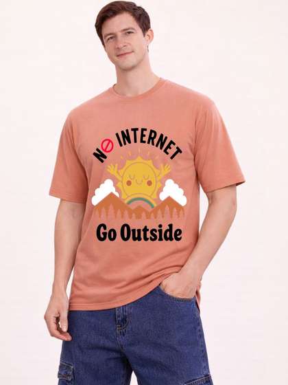 Samyak Wears Men
                        Typography Printed Pure Cotton T-shirt