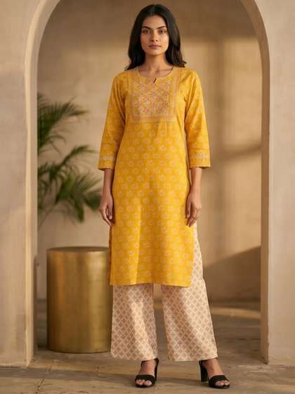 Indiwest Women
                        Floral Printed Kurta Palazzo Set