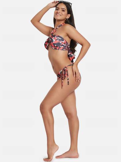 SECRETS BY ZEROKAATA
                        Women Printed Halter Beachwear Swim Bikini Set