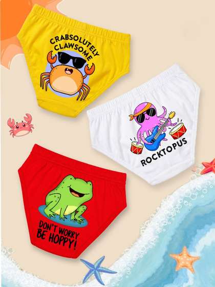 NUSYL Boys Pack of 3
                    Printed Cotton Basic Briefs