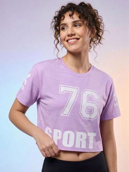 HRX by Hrithik
                        Roshan Typography Printed Round Neck Crop Top