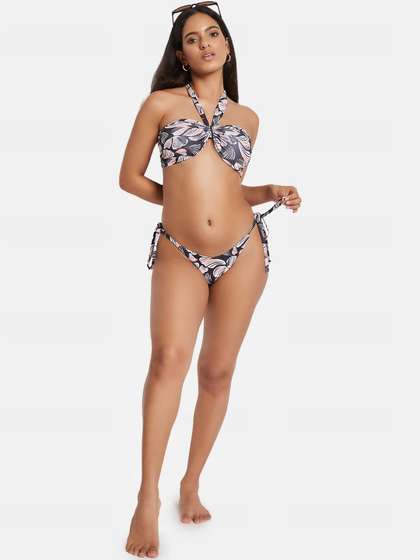 SECRETS BY ZEROKAATA
                        Women Printed Halter Beachwear Swim Bikini Set