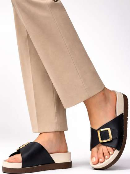 Stylestry Women Open
                        Toe Flats with Buckles