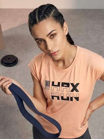 HRX by Hrithik
                          Roshan Brand Logo Print Top
