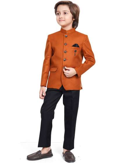 earth conscious Boys
                    Mandarin Collar Tailored Fit 2 Piece Jodhpuri Blazer
                    & Trousers Suit