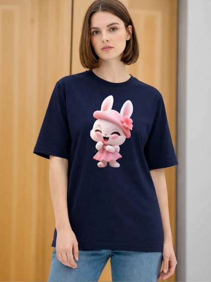 BELTLY Women Printed
                        Drop-Shoulder Sleeves T-shirt