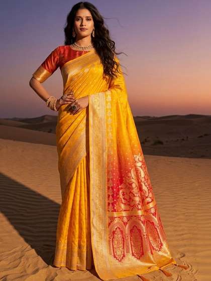 Anouk Ethnic Motifs
                        Zari Silk Blend Heavy Work Banarasi Saree