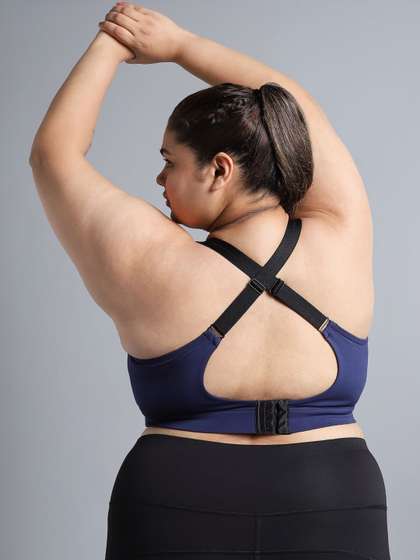 CULT Women's Blue
                        Adjustable Strap Training High Support Plus Size
                        Sports Bra