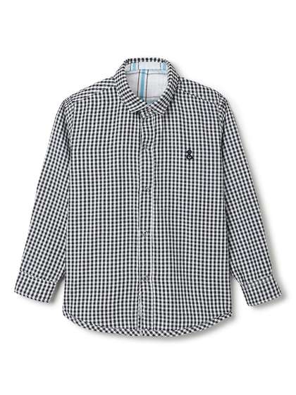 TALES & STORIES Boys
                    Cotton Black & White Gingham Checks Checked
                    Casual Reversible Shirt