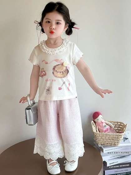 YK Girls Printed
                      T-shirt with Palazzos