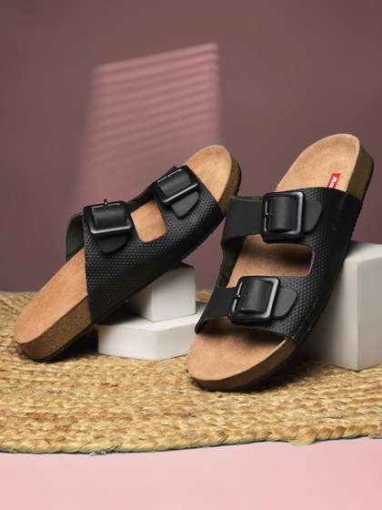 Bata Men Black
                        Leather Comfort Sandals