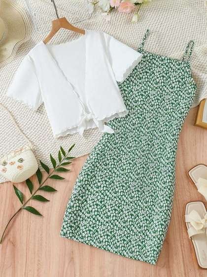 HERE&NOW Girls
                    Floral Applique A-Line Short Dress