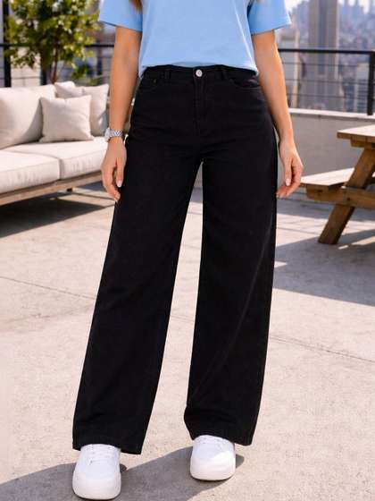 Encrypt Women Wide
                        Leg High-Rise Stretchable Jeans