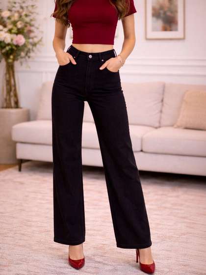 Encrypt Women Wide
                        Leg High-Rise Stretchable Jeans