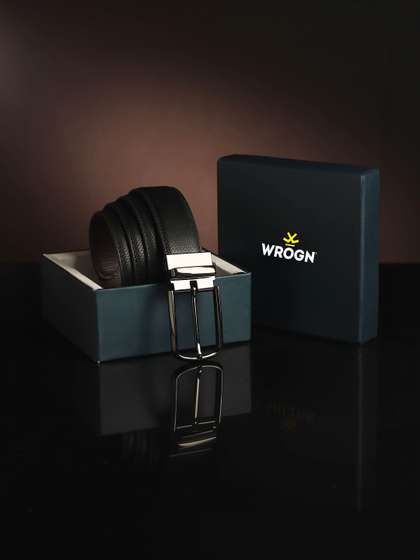 WROGN Men Textured PU
                      Reversible Belt