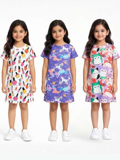 Anthrilo Girls Printed
                      Nightdress