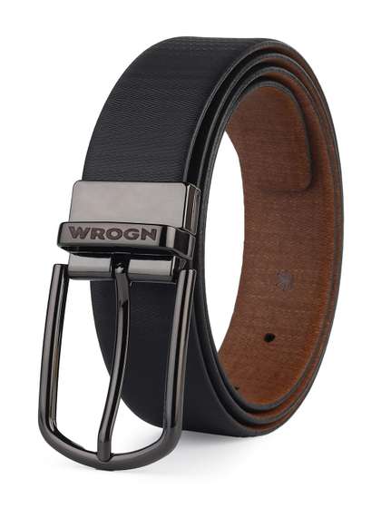 WROGN Men Textured
                    Leather Reversible Belt