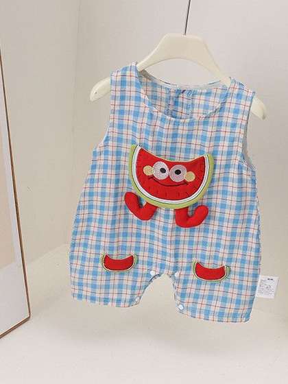 Wunderwoo Girls Checked
                    Cotton Rompers