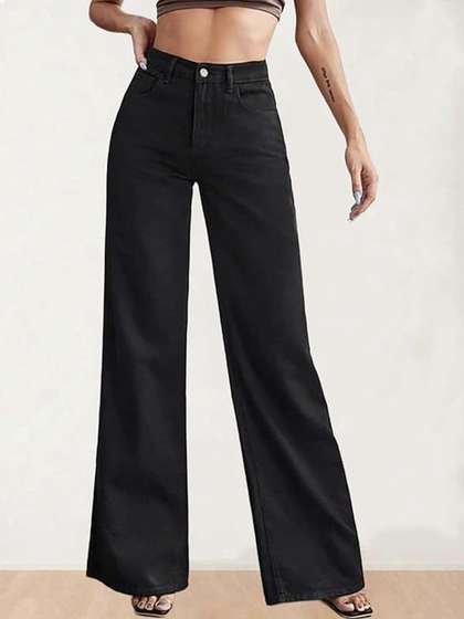 Encrypt Women Wide
                        Leg High-Rise Stretchable Jeans