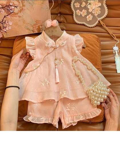 YK Floral Embroidered
                    Flutter Sleeve A-Line Dress