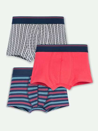 ariel Boys Pack of 3
                      Cotton Blend Assorted Printed Trunks