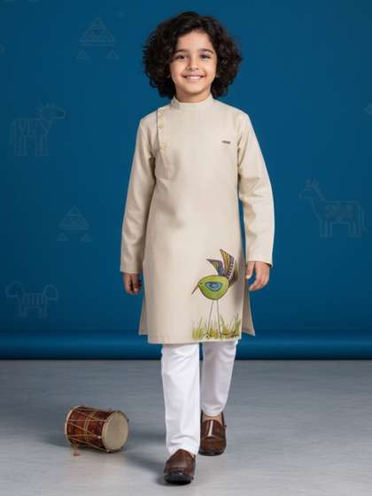 DEVOILER Boys Ethnic
                    Motifs Printed Angrakha Kurta with Pyjamas
