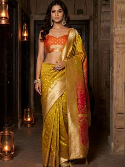Anouk Woven Design
                        Zari Silk Blend Heavy Work Banarasi Saree