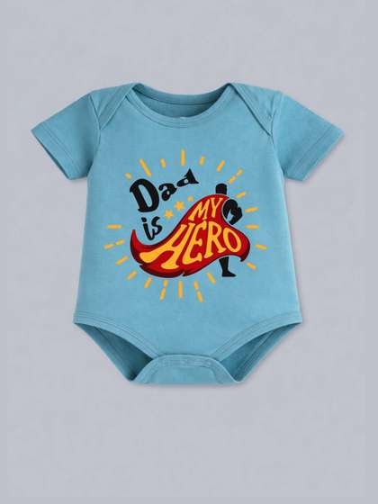 BLUSHES Infants Dad Is
                    My Hero Printed Pure Cotton Knitted Half Sleeve
                    Bodysuits