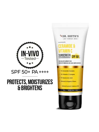 DR. SHETHS Ceramide
                        & Vitamin C Sunscreen SPF 50+ PA+++ In-Vivo
                        Tested- 30g