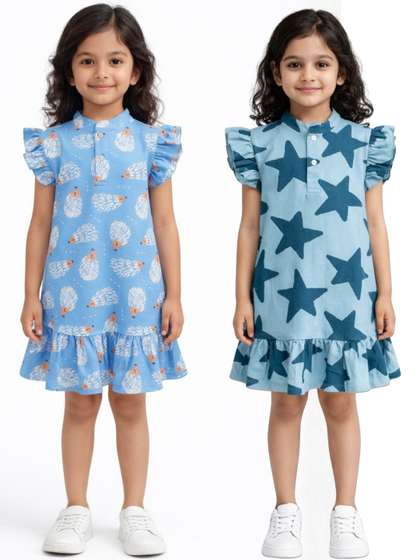 Anthrilo Floral Print
                    Flutter Sleeve Ruffled Fit & Flare Dress