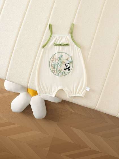 Wunderwoo Girls
                    Embroidered Cotton Rompers