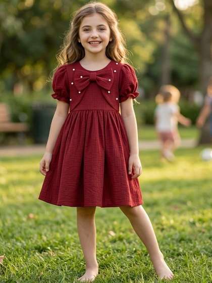 YK Puff Sleeve A-Line
                      Dress
