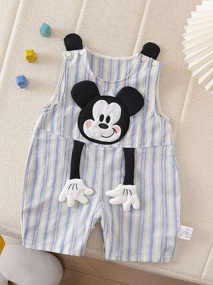 Wunderwoo Striped Cotton
                    Round Neck Rompers