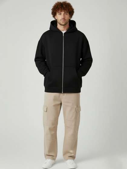 Besick Hooded
                        Front-Open Oversized Sweatshirt