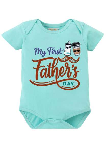 BLUSHES Infants My First
                    Father's Day Printed Pure Cotton Knitted Half Sleeve
                    Bodysuits