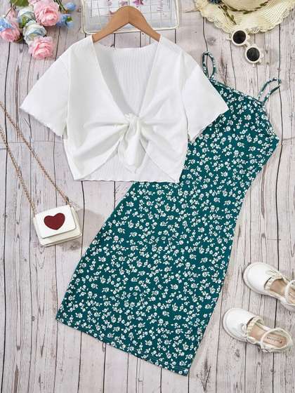 HERE&NOW Girls
                    Floral Applique A-Line Sleeveless Dress