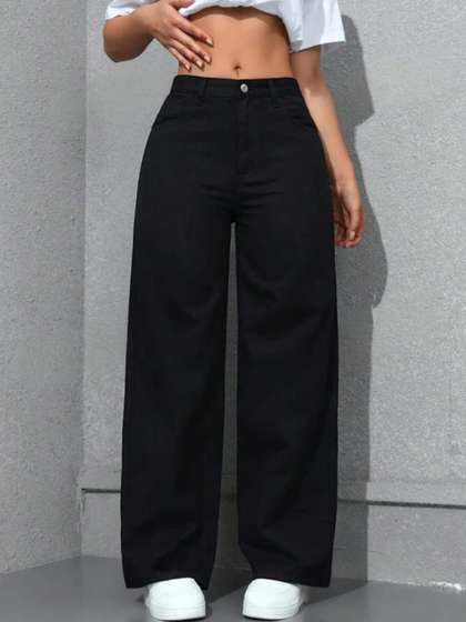 Encrypt Women Wide
                          Leg High-Rise Stretchable Jeans