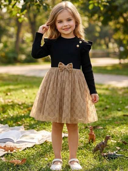 YK Puff Sleeve A-Line
                      Dress