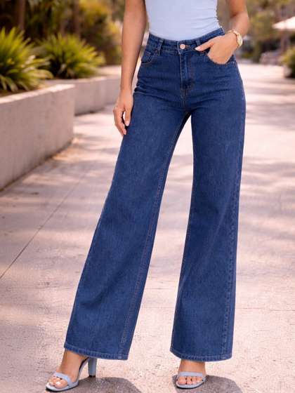 Encrypt Women Wide
                        Leg High-Rise Stretchable Jeans