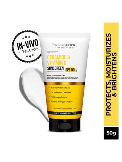 DR. SHETHS Ceramide
                        & Vitamin C SPF 50+ Sunscreen In-Vivo Tested
                        50 g