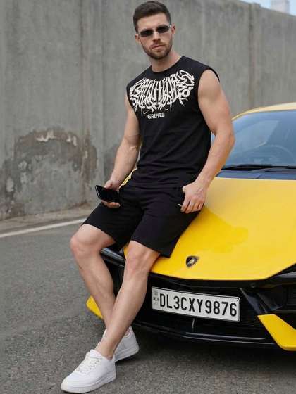 GRIFFEL Graphic
                          Printed Round Neck Cotton Tank Innerwear
                          Vests