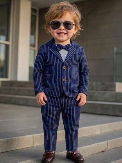 NEMI CREATION Boys
                      Striped Coat with Trousers