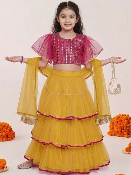 Sainur creation Girls
                    Embrodery Mirror Work ready to Wear Lehenga &
                    Blouse With Dupatta