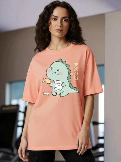 BELTLY Women Printed
                        Drop-Shoulder Sleeves T-shirt