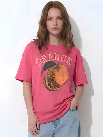 SMARTEES Women
                        Printed Drop-Shoulder Sleeves T-shirt