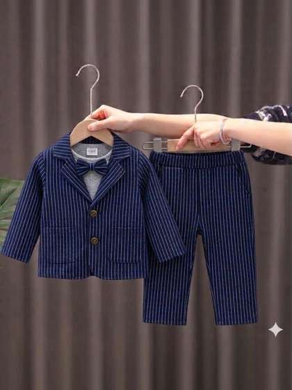 NEMI CREATION Boys
                    Striped Coat with Trousers